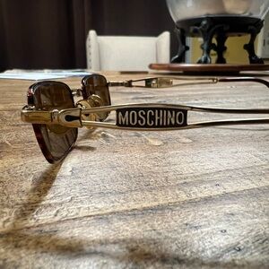 Moschino Gold Frame Sunglasses with Brown Lenses